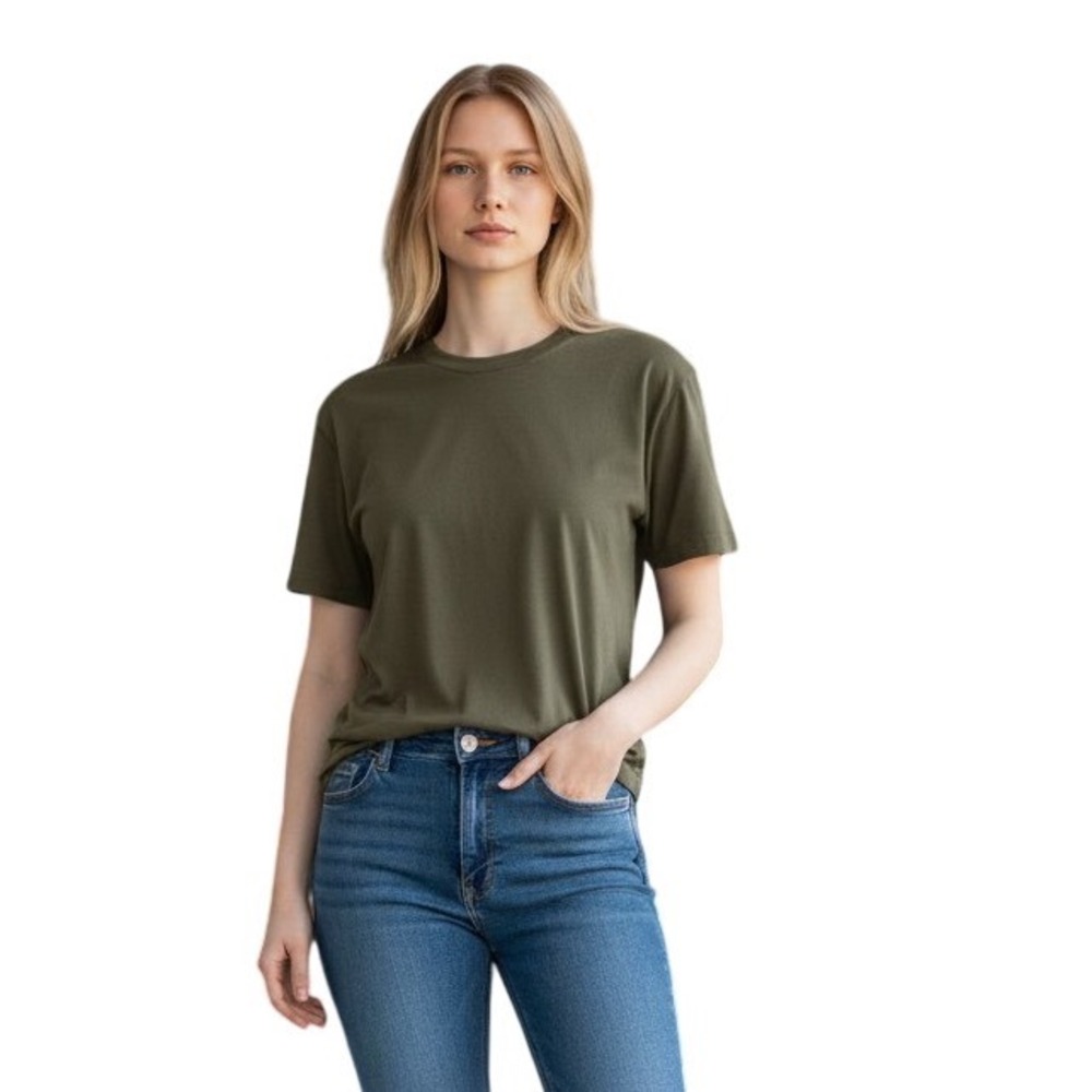Wayy Women Olive Green Short Sleeve Crew Neck Snap Closure Bodysuit Small